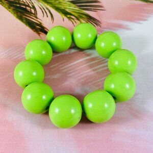 Big lime green bubble gum bead stretch bracelet authentic 80s vintage